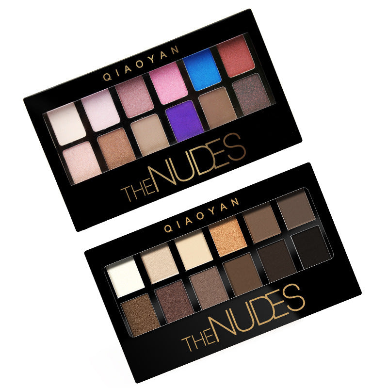 Versatile 12-color eyeshadow palette with shimmering and matte options