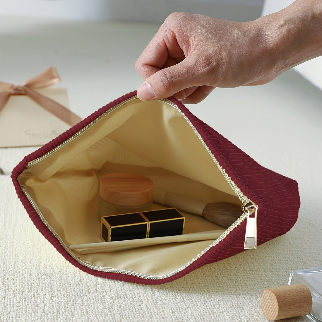 Valentine's Day Special: Burgundy Corduroy Makeup Bag